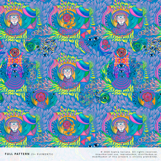 Pattern made with watercolor illustrations 
